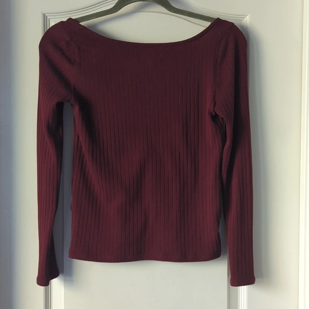 Madewell Ribbed Sweetheart Top Size XS - Cabernet - Picture 4 of 12
